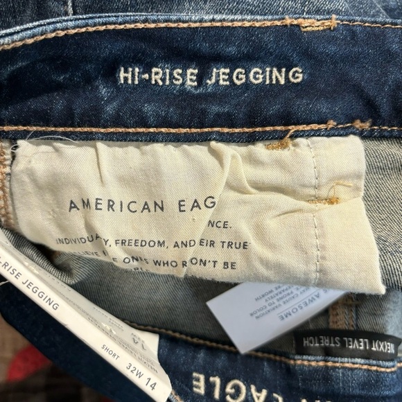 AMERICAN EAGLE Sz 14S High Rise Exposed Button Fly Distressed Jeans NEW - Picture 11 of 12